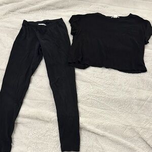 Black T-Shirt and Leggings Set